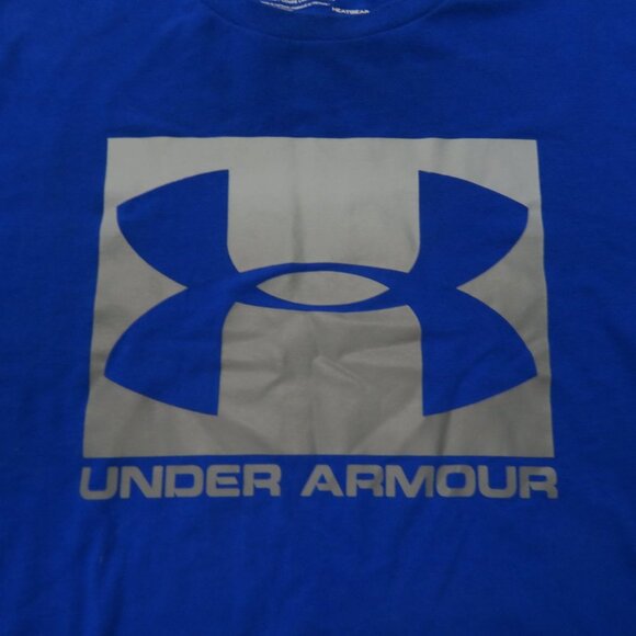 Under Armour T-Shirt Mens Medium Blue Big Logo Loose Heatgear Short Sleeve Tee - Picture 2 of 4